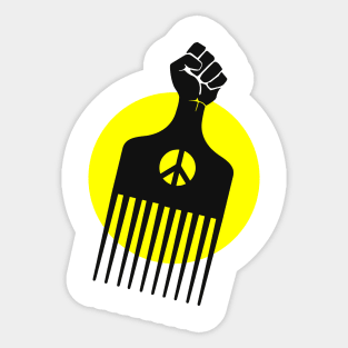 Black Fist Afro Pick, yellow sun Sticker